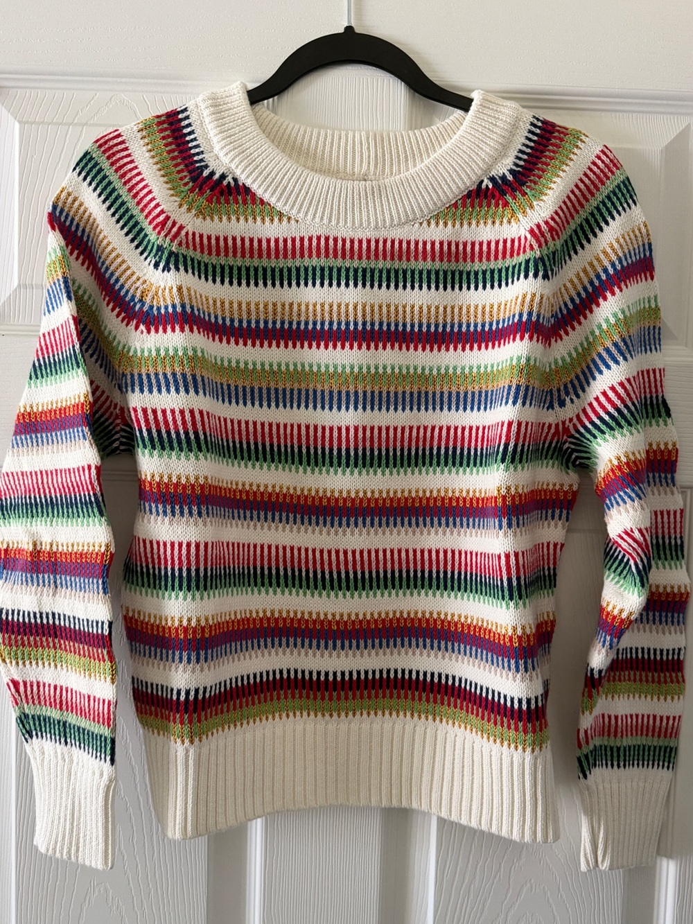 The Reeds For Madewell Cream Multicolor Rainbow Stripe Crewneck Sweater